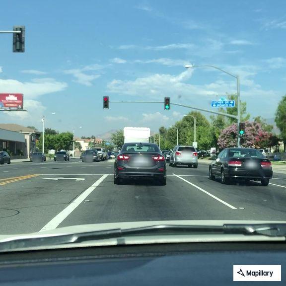 Plastic barrel blocking lane on Highway 14 north