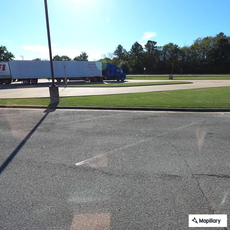 Semi truck blocking welcome center exit