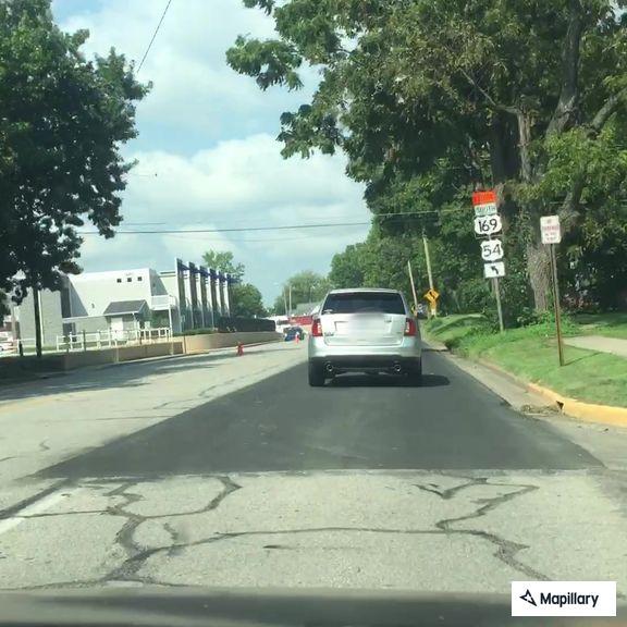 Traffic cones run over on East Street