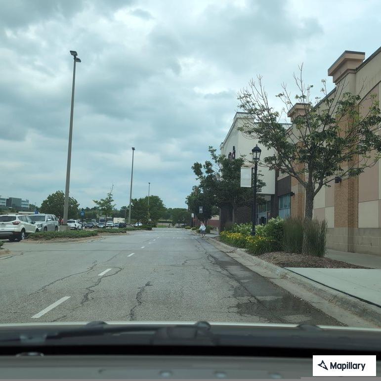 Dog locked in parked car at shopping center