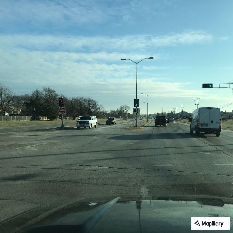 Construction barrier blocking middle of roadway