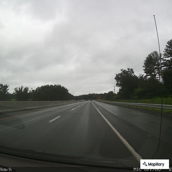 Erratic gray truck with horse carrier on I-91