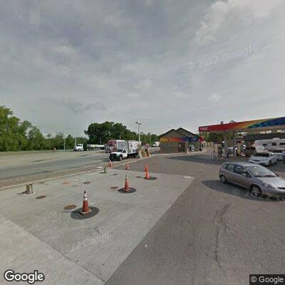 Vehicle hits guide rail, damage reported at service area