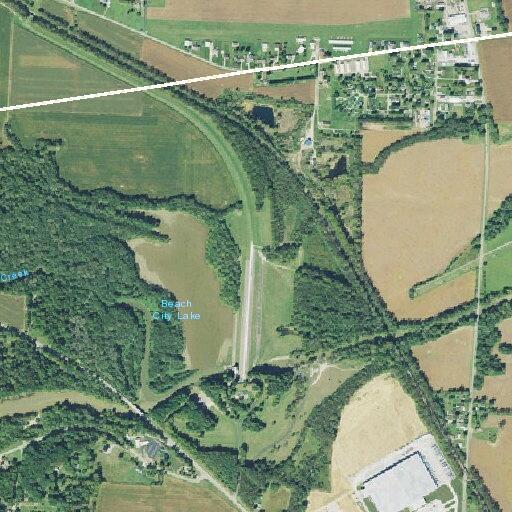 Dump truck and car crash near Beach City Dam