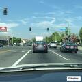 Plastic barrel blocking lane on Highway 14 north