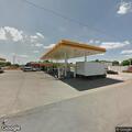 Car hits bridge and stops at gas station