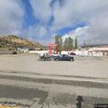 Disabled pickup with major front-end damage