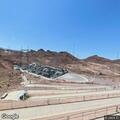People on closed bridge walkway near Hoover Dam