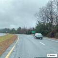 Truck drives on shoulder to bypass construction traffic