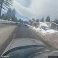 Large pothole blocking northbound lane by market