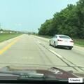 Garbage can blocking lane on Route 280 northbound