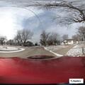 Report of truck swerving toward pedestrian on State Street; mirror damaged