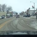 Traffic stop on semi truck at Main and Fourth