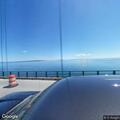 Motorcycles stopped in lane on Mackinac Bridge