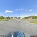 Bald eagle standing in highway center median