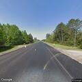 Loose dog in ditch along M-28 near forest sign