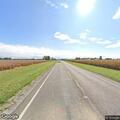 Road sign blocking lane on US 35 near Rossier Drive
