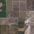 Low power line over field near tractor in Cibola