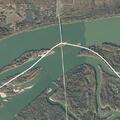 Brown pickup stopped on Morrison Bluff Bridge