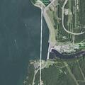 Stranded motorboat on Table Rock Lake near dam