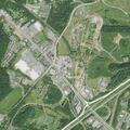 Person sleeping on roadside at roundabout in Staunton