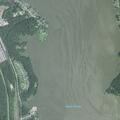 Disabled red sports boat near Shore Road, Sparrows Point