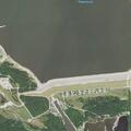 Minor crash at dam, car in ditch, no injuries
