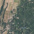 Unattended burn pile near fence on Redwood Highway
