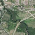 Traffic barrel blocking lane on westbound WI-64
