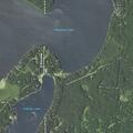 Unoccupied pontoon drifting near Crosslake dock