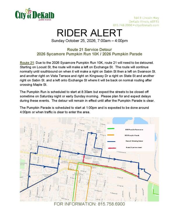 Route 21 detoured for Sycamore events Oct. 25 - NewsBreak