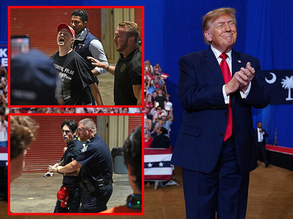 WATCH: Trump Unfazed by at Least 10 Protesters During South Carolina Speech
