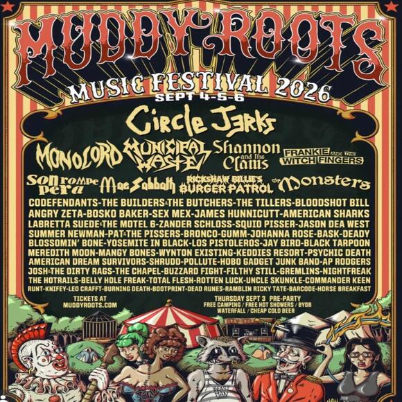 Muddy Roots Music Festival 2026 Lineup Announced Featuring Circle Jerks ...