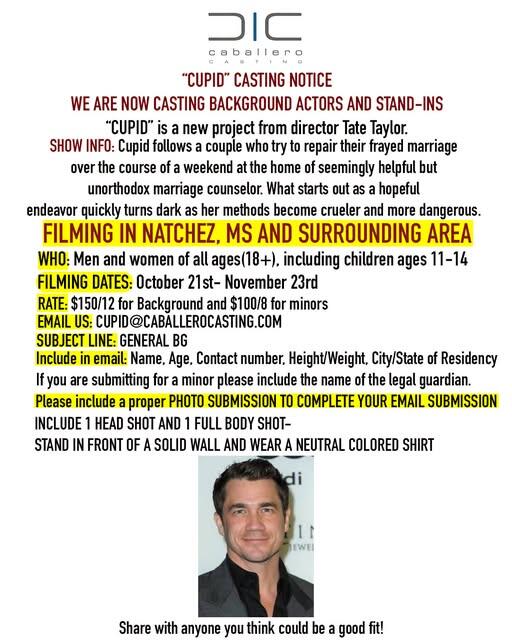 Tate Taylor Film ‘Cupid’ Casting Background Actors for Natchez Shoot ...