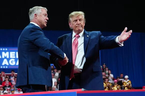 Trump uses antisemitic slur in defending Sen. Roger Marshall at rally in Kansas