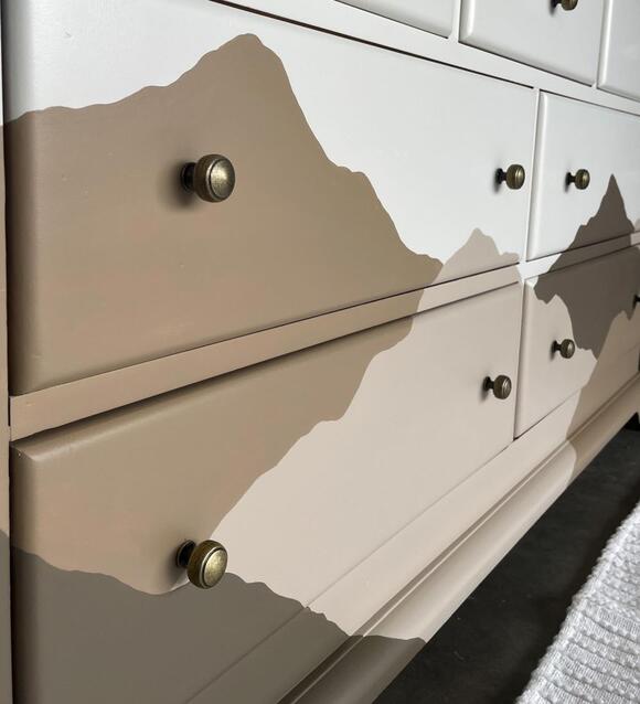 She Painted a Mountain Landscape Across This Old Wood Dresser Instead ...