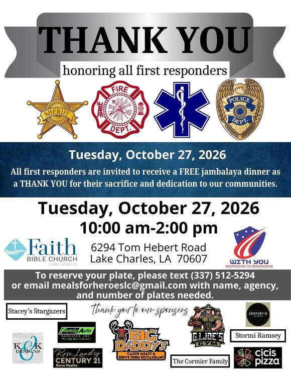 Free Jambalaya Dinner Planned for SWLA First Responders - NewsBreak