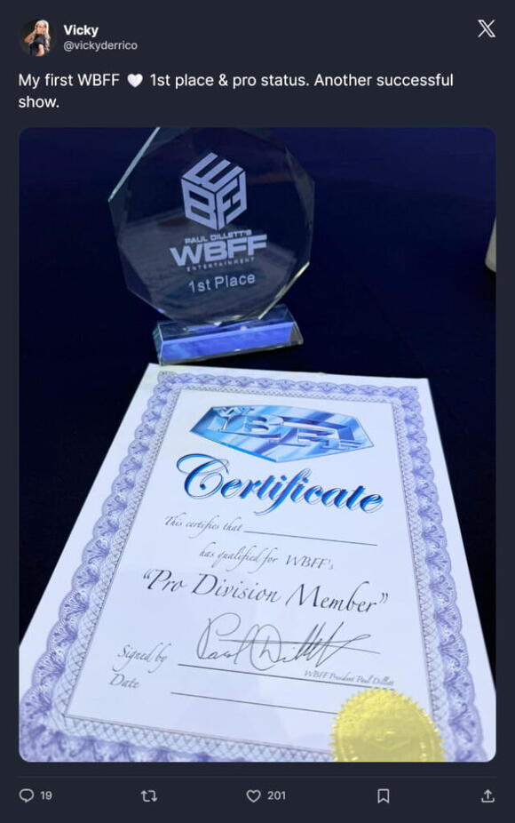 WWE Ref Vicky D’Errico Achieves WBFF Pro Status - NewsBreak