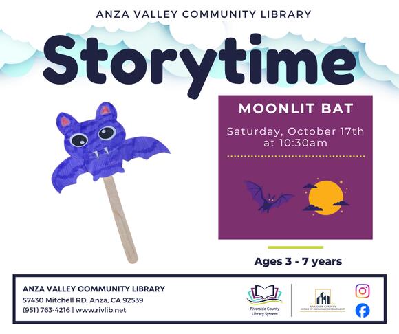 📅 Moonlit Bat Storytime & Craft at Anza Library - NewsBreak