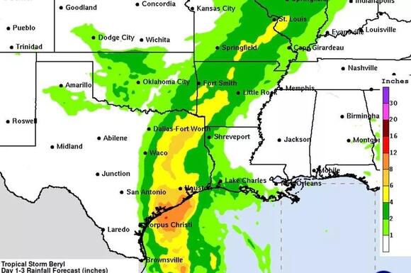 Map shows Hurricane Beryl's path as storm expected to make landfall in ...