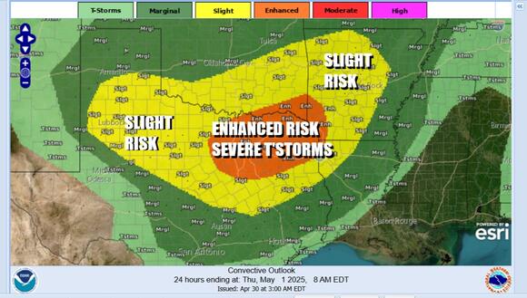 Severe thunderstorms strong winds hail & elevated tornado risk Texas ...