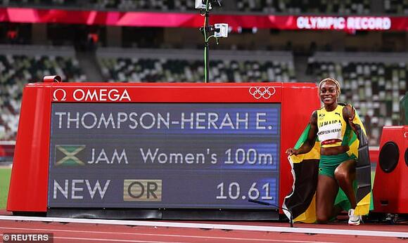 Elaine Thompson-Herah defends her Olympic 100m title as she leads Jamaican 1-2-3 ahead of Shelly ...