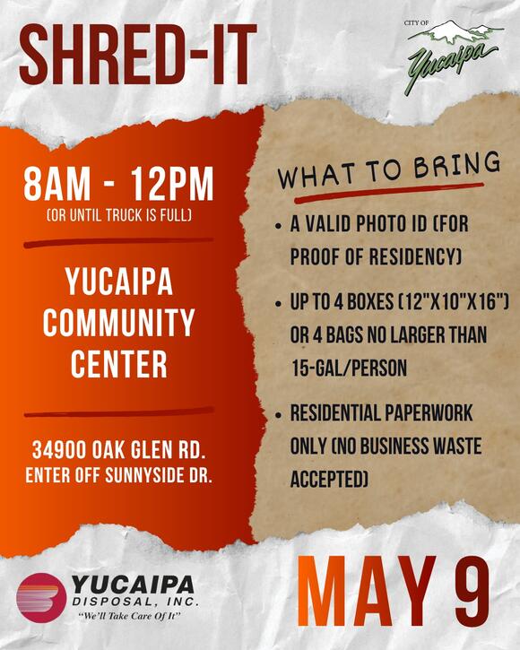 Free Shred-It Event for Yucaipa Residents May 9 - NewsBreak