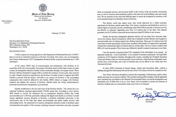 Gov. Sherrill opposes planned ICE detention center in Roxbury - NewsBreak