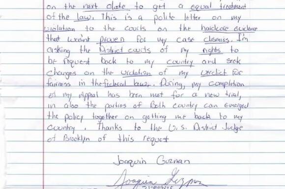 Drug lord El Chapo Guzman's handwritten letter from jail details 'cruel ...