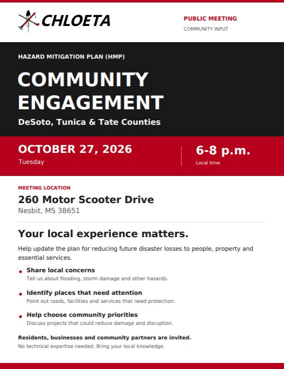 📢 Hazard Mitigation Public Meeting on Oct. 27 in Nesbit - NewsBreak