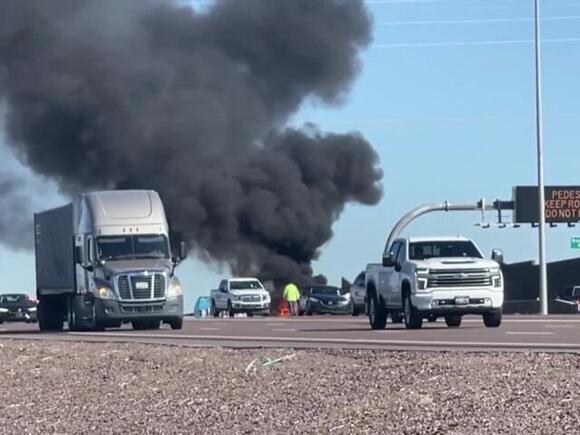 One dead after fiery crash on Broadway over Loop 202 in Phoenix - NewsBreak