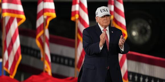 Trump gives remarks, stumps for GOP candidates at rally in central Georgia
