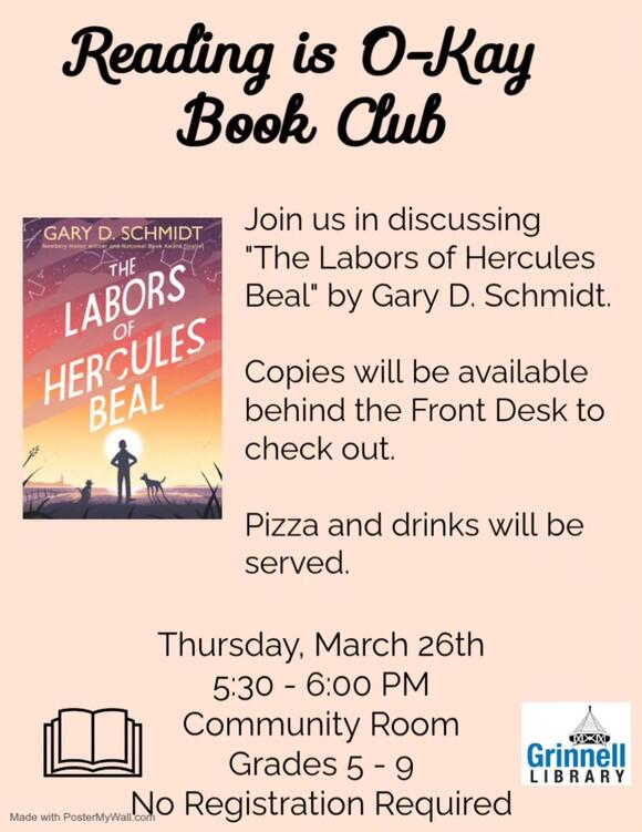 Book discussion for grades 5-9 at Grinnell Library - NewsBreak