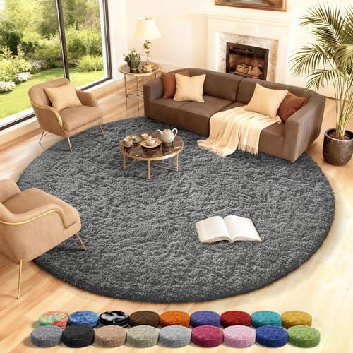 Ophanie Round Rug 8Ft Grey Circle Area Rugs is now under $60 - NewsBreak